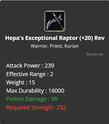 Hepa's Exceptional Raptor +20 (Reverse)
