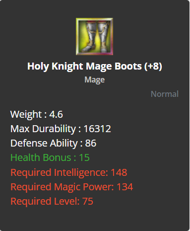 Holy Knight Mage Boots +8