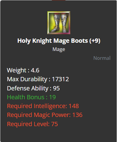 Holy Knight Mage Boots +9
