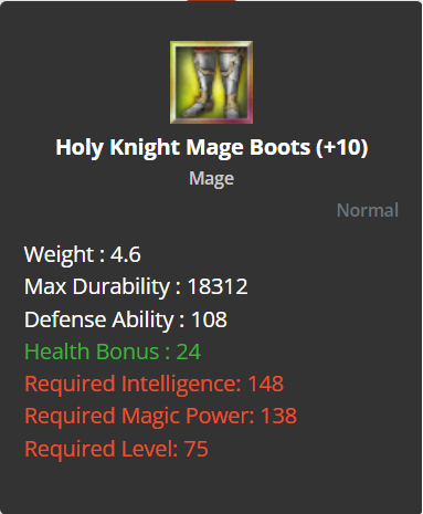 Holy Knight Mage Boots +10